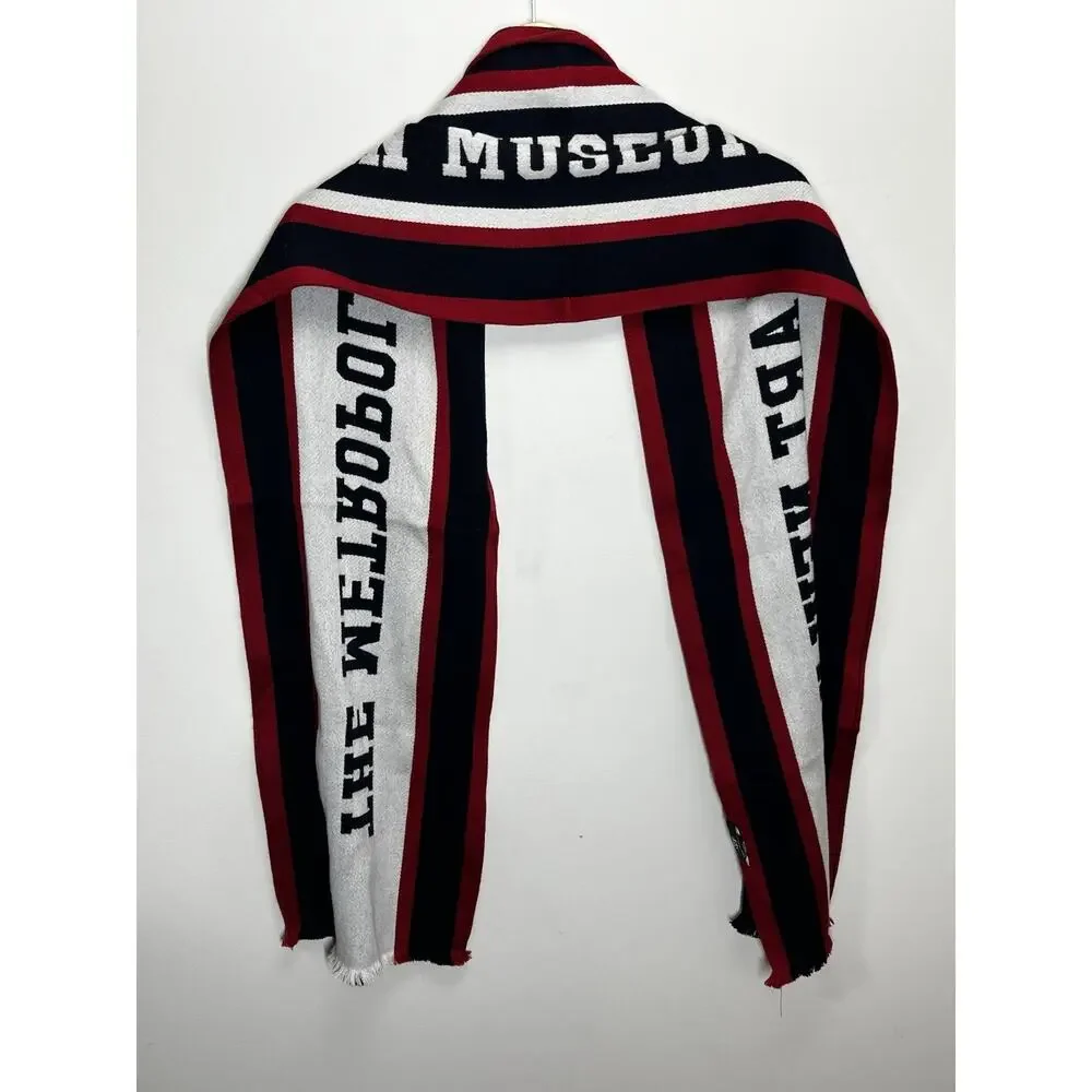 The Met Metropolitan Museum of Art New York Striped Wool Scarf Red White Blue